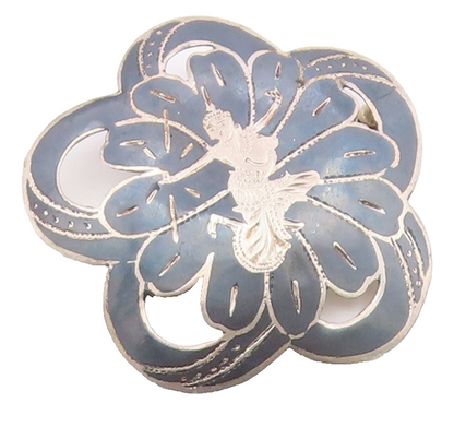 SIAM 925 Sterling Silver  Vintage Enamel Niello Dancer Brooch Pin  BP5122