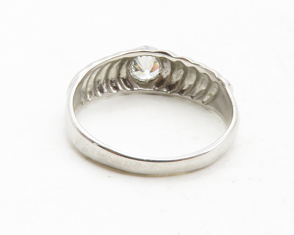 925 Sterling Silver  Cubic Zirconia Graduated Design Band Ring Sz 7.5  RG12937
