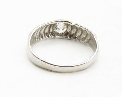 925 Sterling Silver  Cubic Zirconia Graduated Design Band Ring Sz 7.5  RG12937