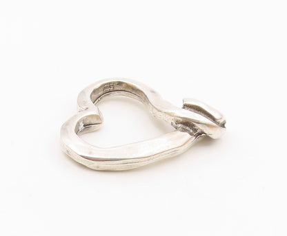 925 Sterling Silver  Vintage Shiny Modenrist Love Heart Pendant  PT15059