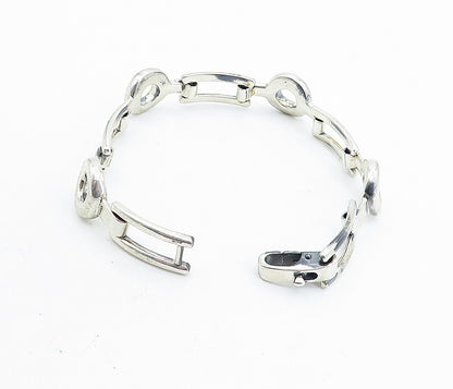 925 Sterling Silver  Vintage Circle Bar Hinge Link Chain Bracelet  BT3202
