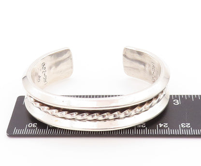 925 Sterling Silver Vintage Bracelet ZUNI Solid Twisted Rope Band Cuff  BT11228