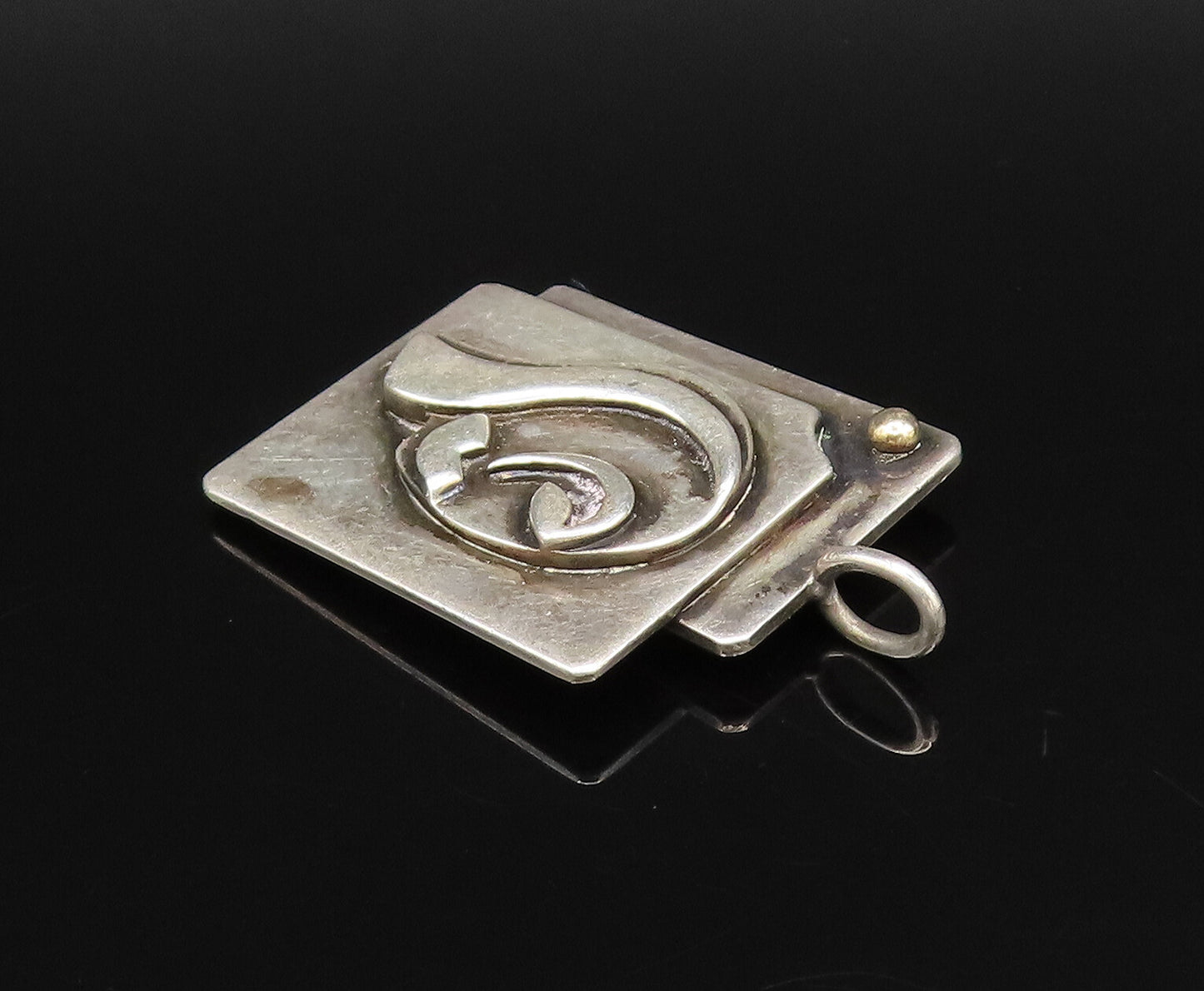 ERWIN PEARL 925 Silver  Vintage Modernist Double Square Figure Pendant PT21821