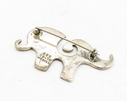 MEXICO 925 Sterling Silver  Vintage Swirl Cutout Elephant Brooch Pin  BP4507