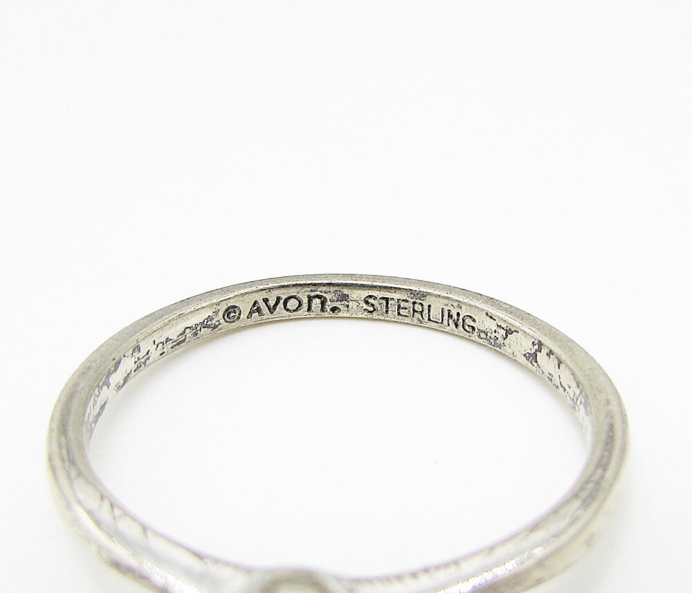 AVON 925 Sterling Silver  White Topaz Engagement Ring Sz 9  RG2959