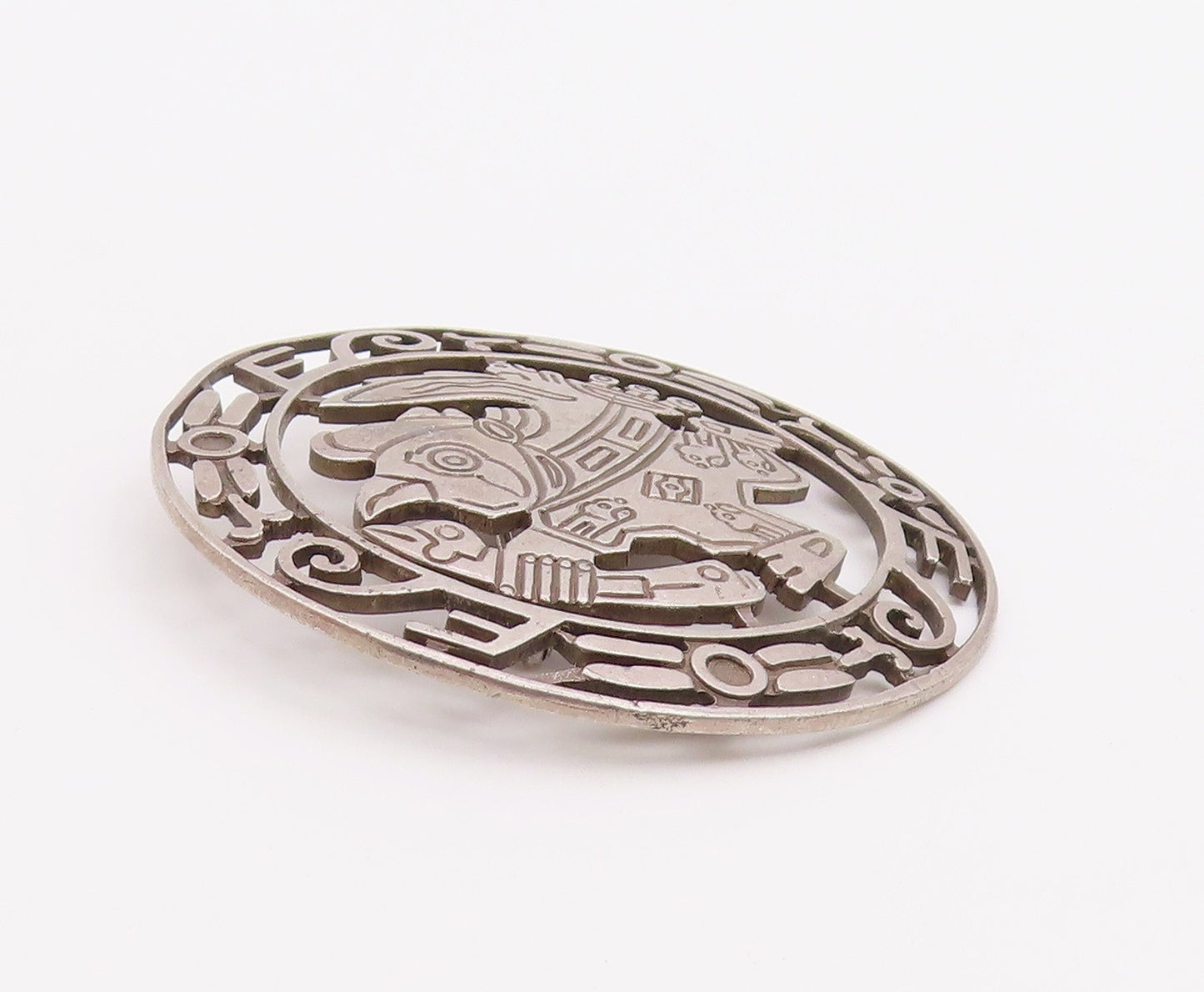 925 Sterling Silver  Vintage Bird Warrior Etched Detail Brooch Pin  BP5718