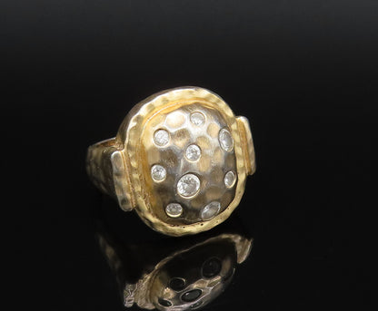 ROSS SIMON 925 Silver  Vintage Gold Plated Hammered Topaz Ring Sz 6  RG25714