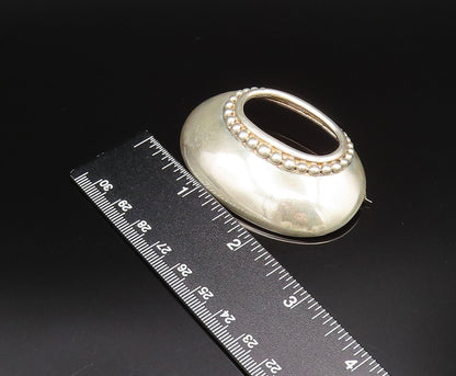 MEXICO 925 Sterling Silver  Vintage Beaded Open Oval Dome Brooch Pin  BP10039