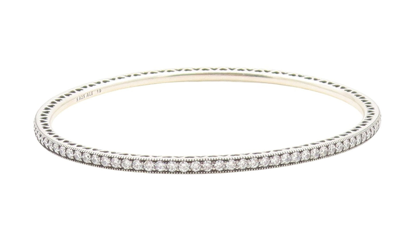925 Sterling Silver Vintage Bracelet PANDORA CZ Elegant Eternity Bangle  BT11767