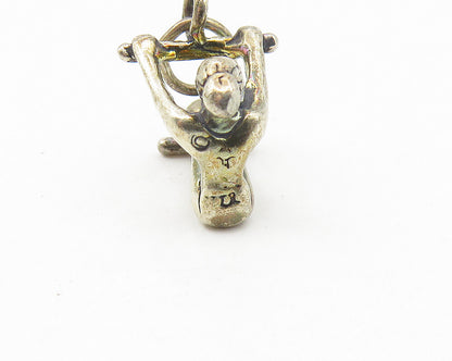 925 Sterling Silver  Vintage Petite Dark Tone Gymnast Sports Pendant  PT9063