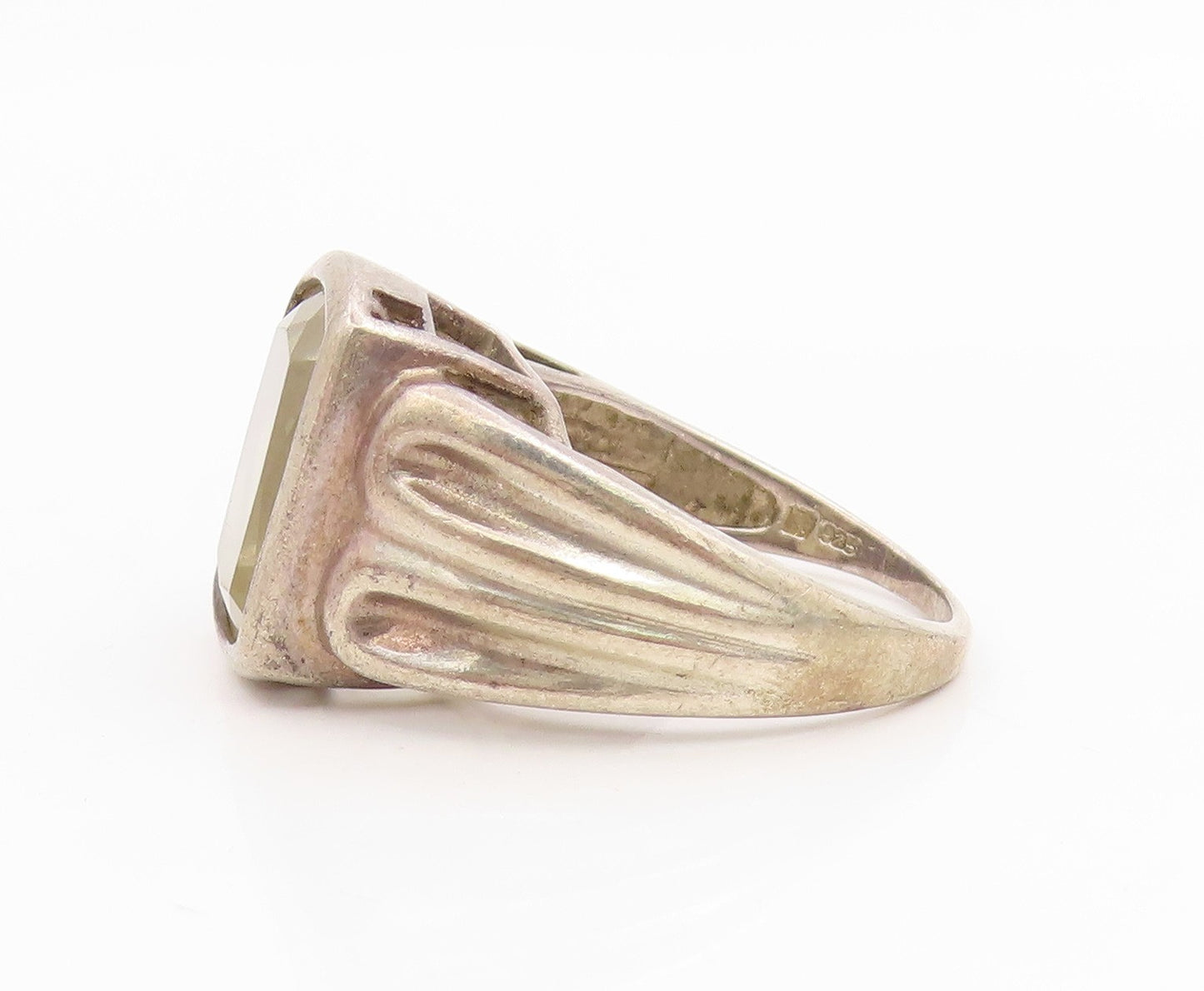 925 Sterling Silver Vintage Ring Citrine Geometric Wave Band  Sz 9.5  RG34889