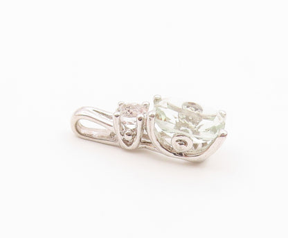 925 Silver  Vintage Sparkly Topaz & Cubic Zirconia Drop Pendant  PT20756