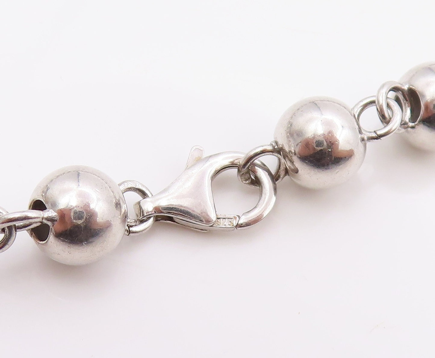 925 Sterling Silver Vintage Necklace Geometric Sphere Beaded Link Chain  NE4670