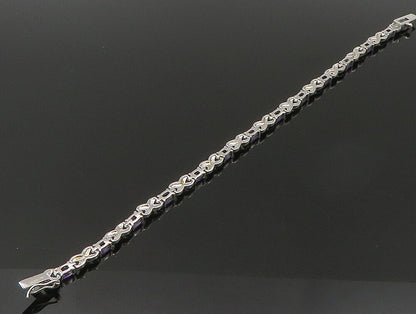 925 Sterling Silver  Faceted Amethyst  XO Tennis Bracelet  BT1092