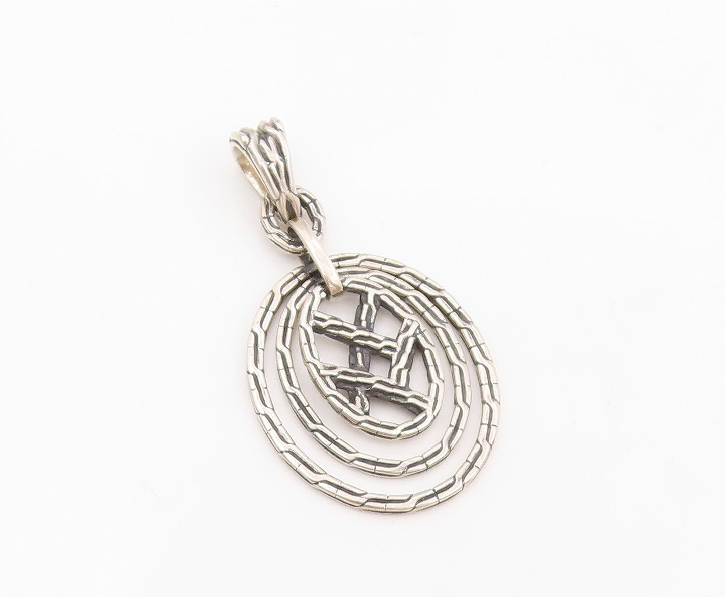 925 Sterling Silver Vintage Pendant Modernist Intricate Celtic Knot  PT25518