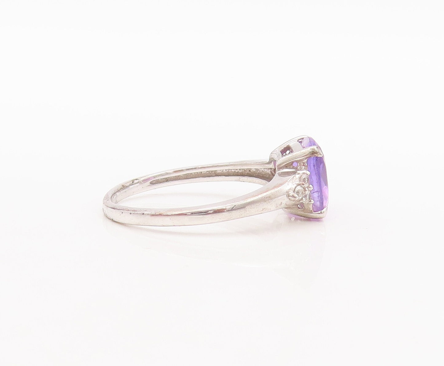 925 Sterling Silver Vintage Ring Square Cut Amethyst Topaz inlay  Sz 7  RG29745