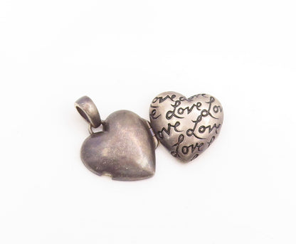 925 Sterling Silver Vintage Pendant Engraved Love Heart Locket OPENS  PT25118