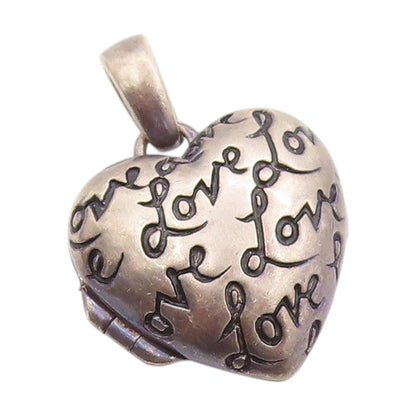 925 Sterling Silver Vintage Pendant Engraved Love Heart Locket OPENS  PT25118
