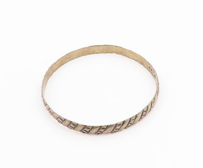 MEXICO 925 Silver  Vintage Dark Tone Slanted Design Bangle Bracelet  BT8223