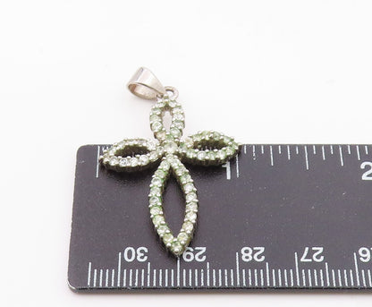 925 Sterling Silver  Vintage Topaz Open Religious Cross Pendant  PT20318