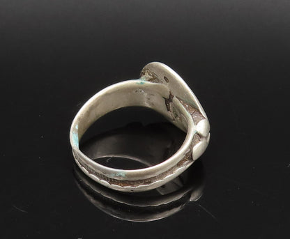 925 Silver  Vintage Antique Etch Flower & Raised Edge Shank Ring Sz 8  RG25980