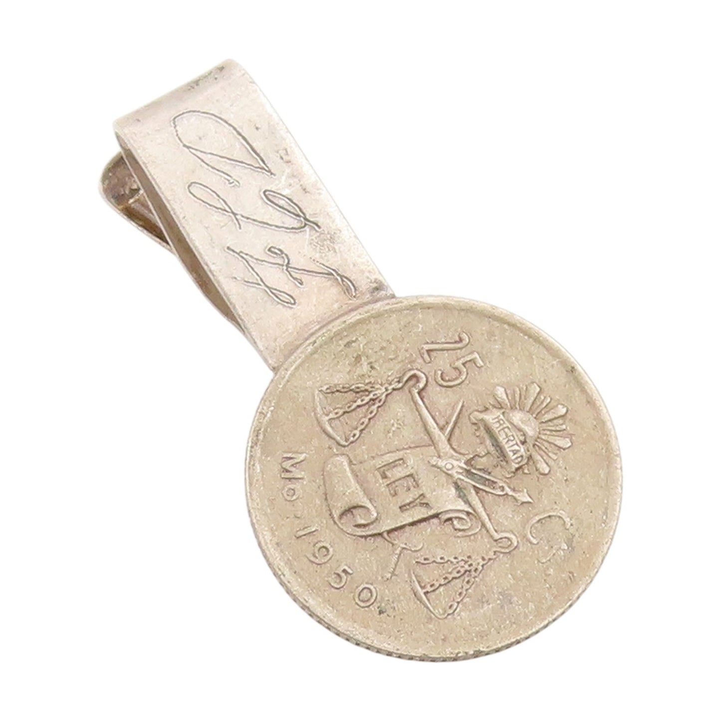925 Sterling Silver Vintage Tie Clip Antique 1950 Legal Tender Coin Bar  TR4114