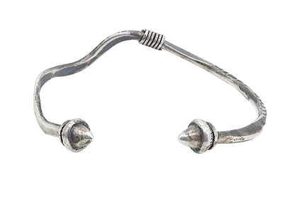 925 Sterling Silver  Vintage Modernist Dark Tone Pointed Cuff Bracelet  BT2499
