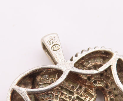 925 Sterling Silver  Vintage Genuine Diamonds Love Heart Pendant  PT17619