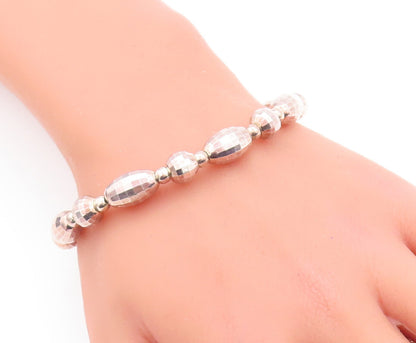 925 Sterling Silver Vintage Bracelet Oval & Round Disco Ball Cutout   BT10648