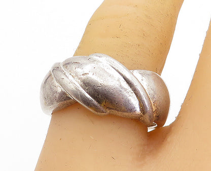 MWS 925 Sterling Silver  Vintage Shiny Fluted Detail Band Ring Sz 9  RG4167