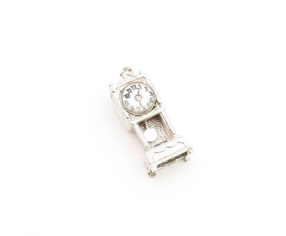 925 Sterling Silver Vintage Pendant BEAU Classic Grandfather Clock Charm PT26277