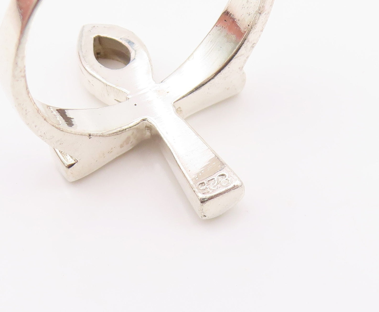 925 Sterling Silver Vintage Ring Religious Ankh Cross Cutout  Sz 9.5  RG33059