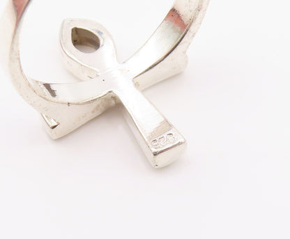 925 Sterling Silver Vintage Ring Religious Ankh Cross Cutout  Sz 9.5  RG33059