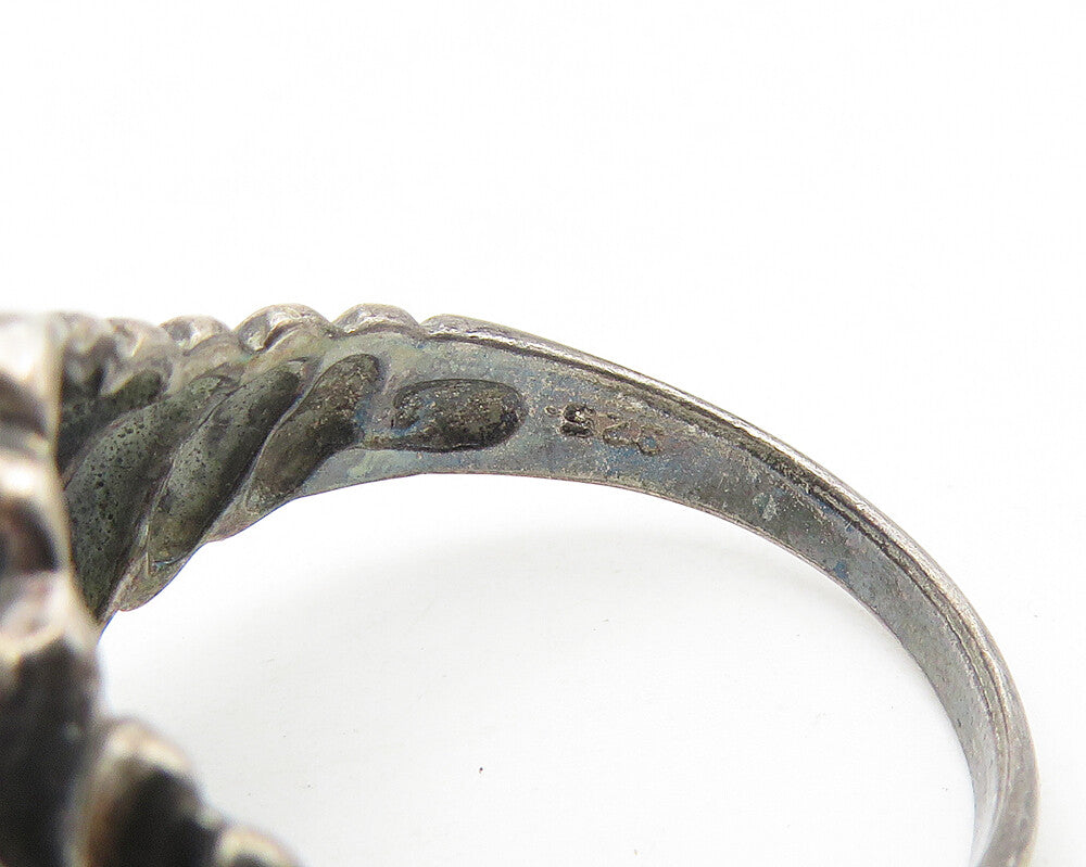 925 Sterling Silver  Vintage Oxidized Chiseled Dome Band Ring Sz 7  RG10917