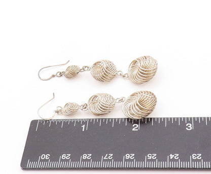 925 Sterling Silver Vintage Earrings Modernist Wire Work Drop Design  EG13608
