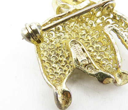 GERMANY 925 Silver  Vintage Petite Gold Plated Swirl Puppy Brooch Pin  BP3188