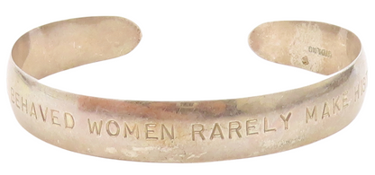 925 Sterling Silver  Vintage Women Make History Stamped Cuff Bracelet  BT3076