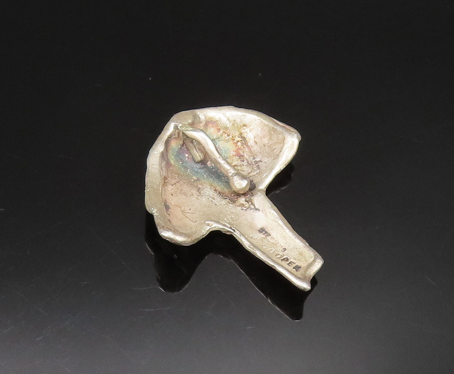 J. COOPER 925 Silver  Vintage Carved Modernist Rare Mushroom Pendant  PT21184