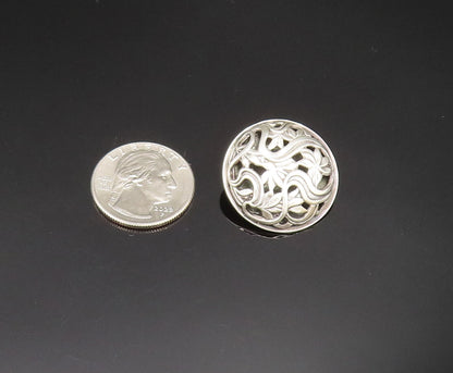 925 Silver  Vintage Floral Vine Cutout Round Non Pierced Earrings  EG11771