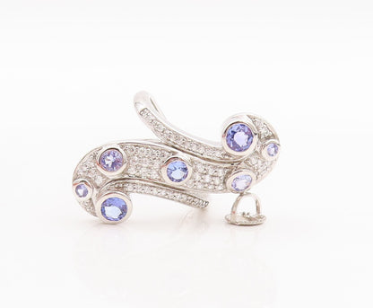 925 Sterling Silver Vintage Ring Round Tanzanite Sapphire Swirl  Sz 7.5  RG29238
