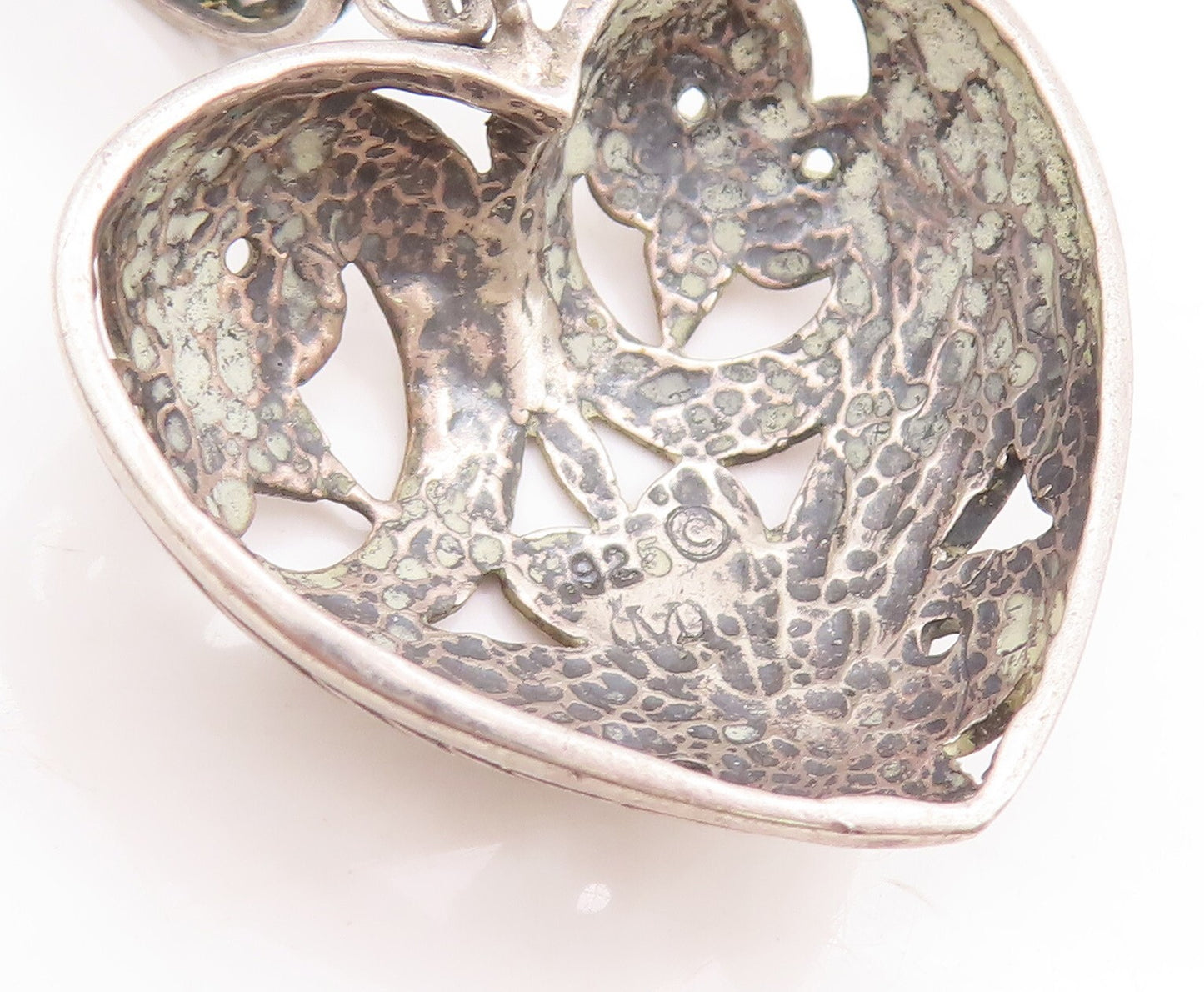 925 Sterling Silver Vintage Pendant Domed Swirly Carved Love Heart  PT23366