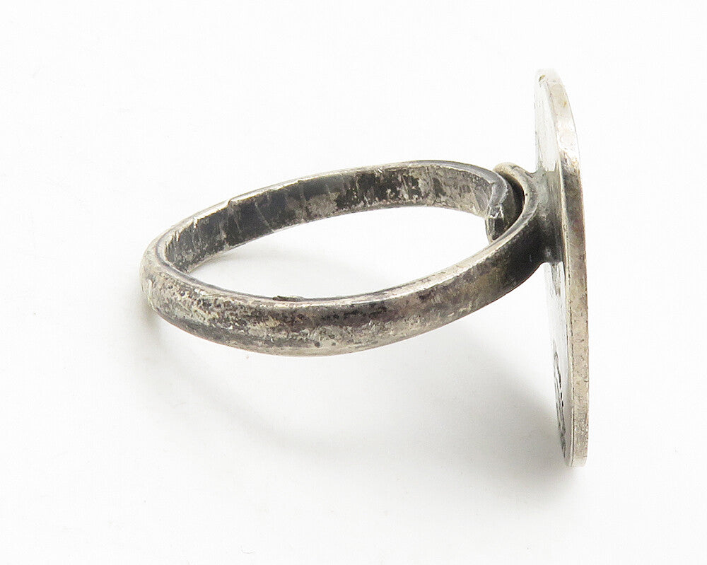 MEXICO 925 Silver  Vintage Etched Crab Motif Cocktail Ring Sz 6  RG11734