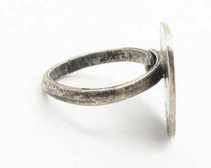 MEXICO 925 Silver  Vintage Etched Crab Motif Cocktail Ring Sz 6  RG11734