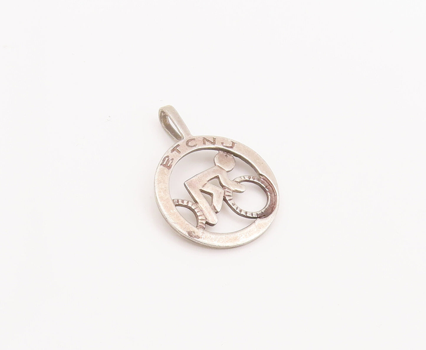 925 Sterling Silver Vintage Pendant Bicycle Touring Club Of NJ Logo  PT22701