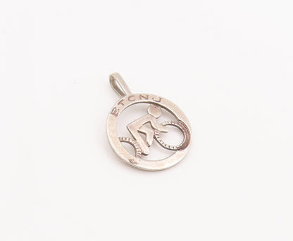 925 Sterling Silver Vintage Pendant Bicycle Touring Club Of NJ Logo  PT22701