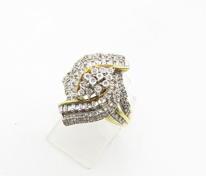 925 Sterling Silver  Genuine Diamonds Shiny Gold Plated Band Ring Sz 7  RG8871