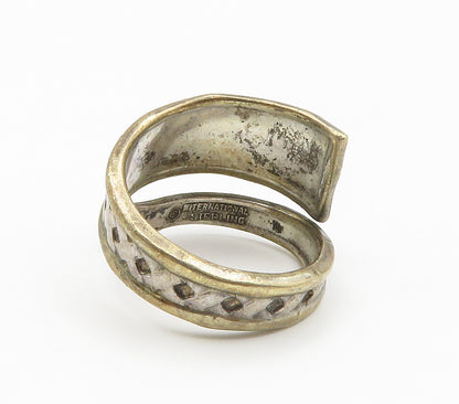 INTERNATIONAL 925 Sterling Silver Vintage Two Tone Bypass Ring Sz 4 RG15065