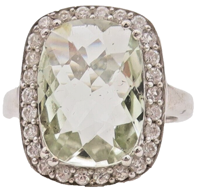 925 Sterling Silver Vintage Ring Rectangle 2 Tone Topaz  Sz 6.5  RG29345