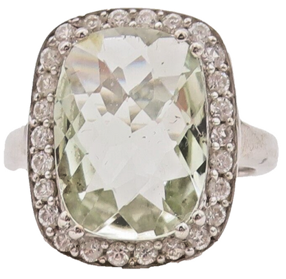 925 Sterling Silver Vintage Ring Rectangle 2 Tone Topaz  Sz 6.5  RG29345