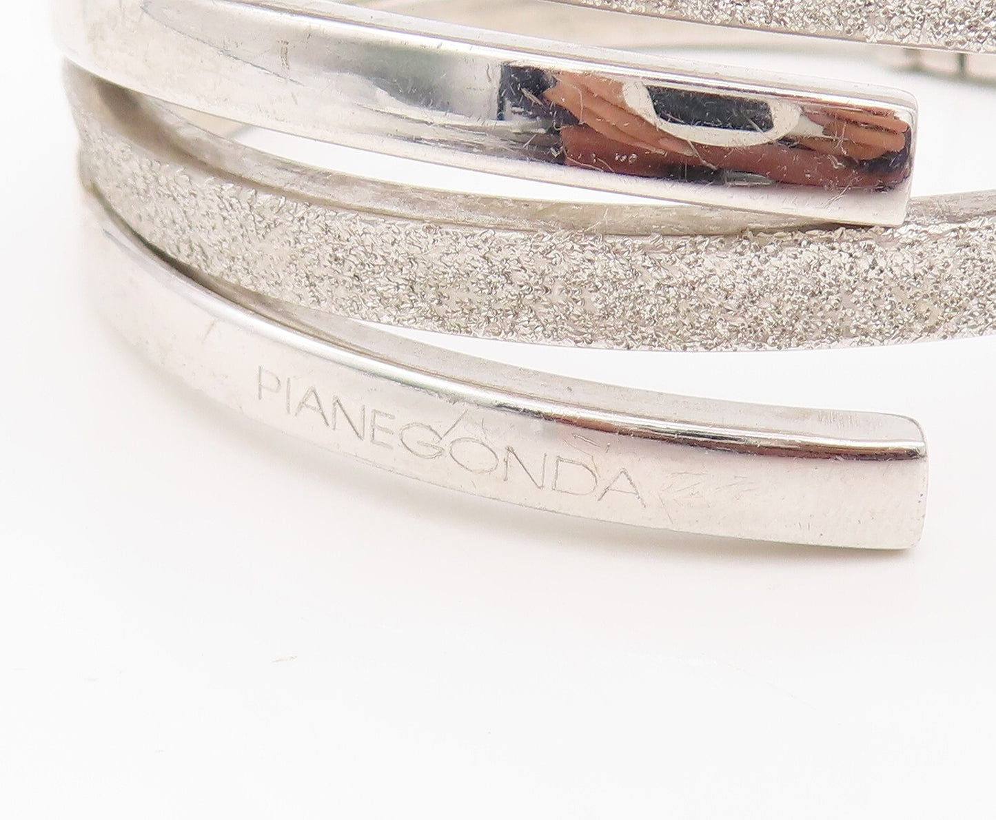 925 Sterling Silver Vintage Bracelet PIANEGONDA Hinged Split Bands  BT10834